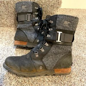 Sorel wool and leather booties
